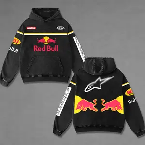 Retro Redbull x Astars Racing Washed Hoodie Vintage Motorcycle, Motor Speed Racing Sportbike Graphic Merch, Acid Washed Streetwear Clothing, Unisex Dirt Bike Racing Hoodie, Vintage Motorsport Hoodie, Speed Culture Men's Wear, Designed for Biker