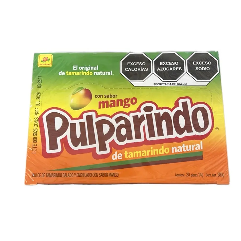 Pulparindo Mango Tamarindo Natural 20pz Spicy Tangy & Sweet Mexican Candy - Original Tamarindo with Natural Flavor