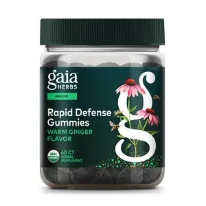 Gaia Herbs Rapid Defense Gummies - Supports Immune Health* - with Propolis, Ginger & Echinacea - USDA Organic - 60 Vegetarian Gummies (30 Servings)