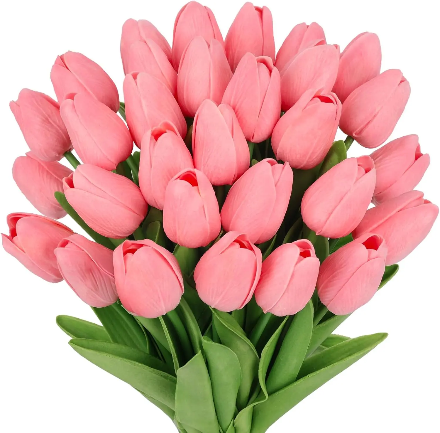 12-24 Pcs Realistic Artificial Tulips with Yellow Blooms, Vibrant Green Stems and Leaves - Decorative Floral Decor for Home, Wedding, Vase Fillers