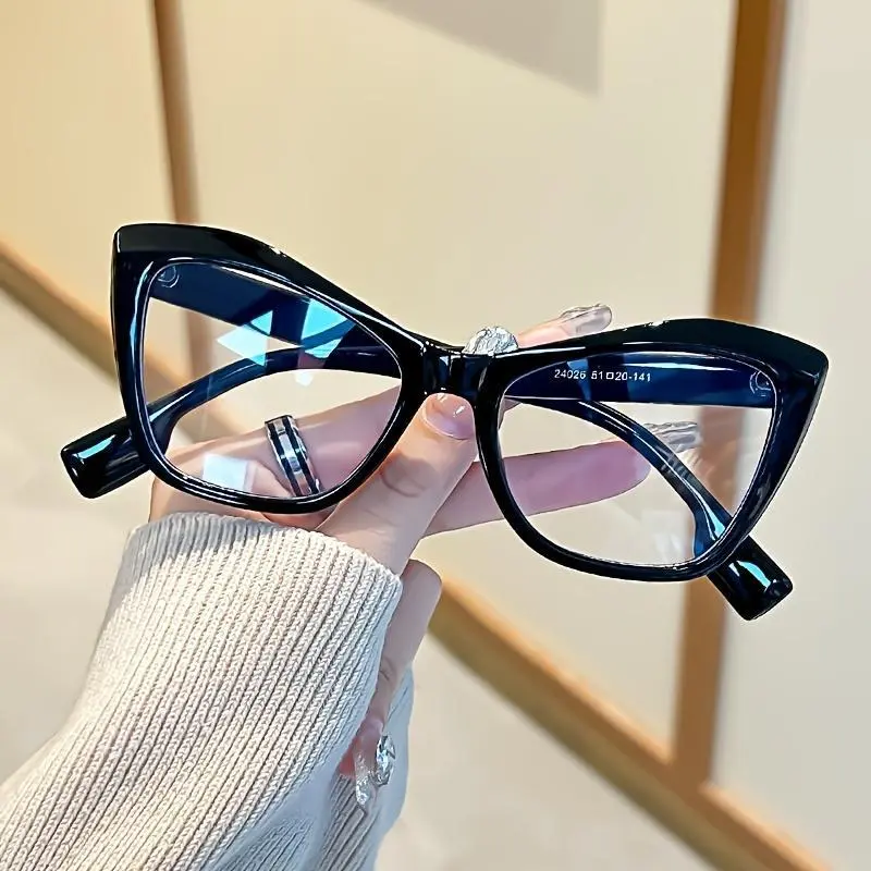 Y2K Cat-Eye Transparent Glasses Ultra-Light Anti-Blue Light PC Frame Stylish Pink & Clear Design for Street & Instagram Fashion, Stylish Eyeglass, Blue Light Blocking Lens