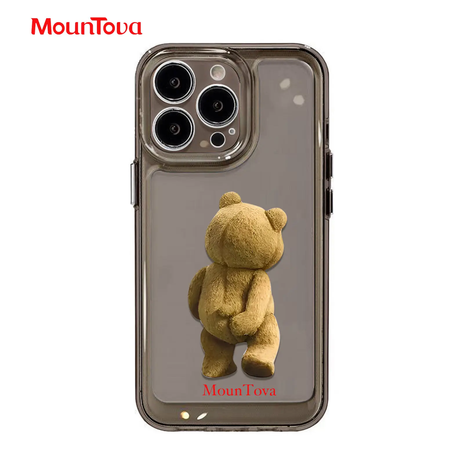 Mountova Bear-Themed Silky Soft Full Coverage Shockproof Smartphone Case - Cute Accessories for iPhone 16,17 - Ideal Father’s Day Gift for Partner