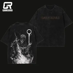 Retro Limited Vintage The Soul Cinder Dark Soul Unisex Oversize Washed Lightweight Cotton T-Shirt Wash Gift For Game Fan, Game Love Clothes Menswear