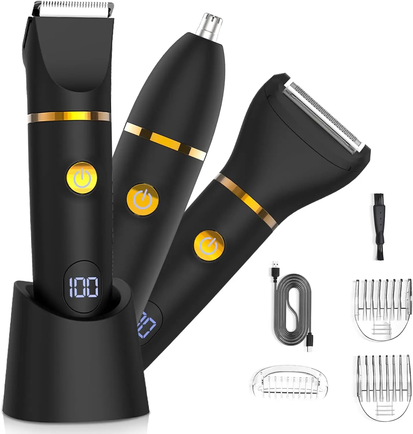 Men Ball Shaver, 3-in-1 Titanium Blade Pubic Trimmer IPX7 Wet Dry Electric Razor Men Ball Shaver, 3-in-1 Titanium Blade Pubic Trimmer IPX7 Wet Dry Electric Razor