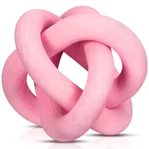 3 Link Wood Knot Decor Hand Carved Coffee Table Decor Bookshelf Decor Coffee Table Sculpture Knot Decor Entryway Table Decor Boho Chain Link Decor Modern Shelf Rustic Objects for Home Living Room Bedroom Study Room Cafe Office Decoration