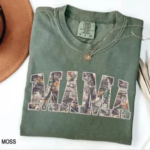 Comfort Colors Hunting Mama T-Shirt, Camo Mama Shirt, Mother's Day Gift, Camouflage Mama T-Shirt, Varsity Mama Shirt, Retro Mama Shirt - AMBER
