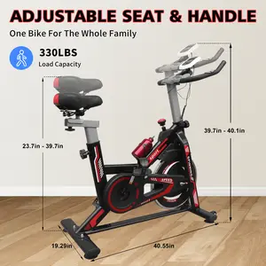 SAVEYOUR  Comfort Seat Indoor Exercise Bike, Adjustable Stationary Cycling Bike, Home Fitness Cardio Bike, Black & Red