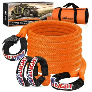 Nilight 1In x 30FT Kinetic Recovery Rope & 2PCS 1/2In x 24In Soft Shackle