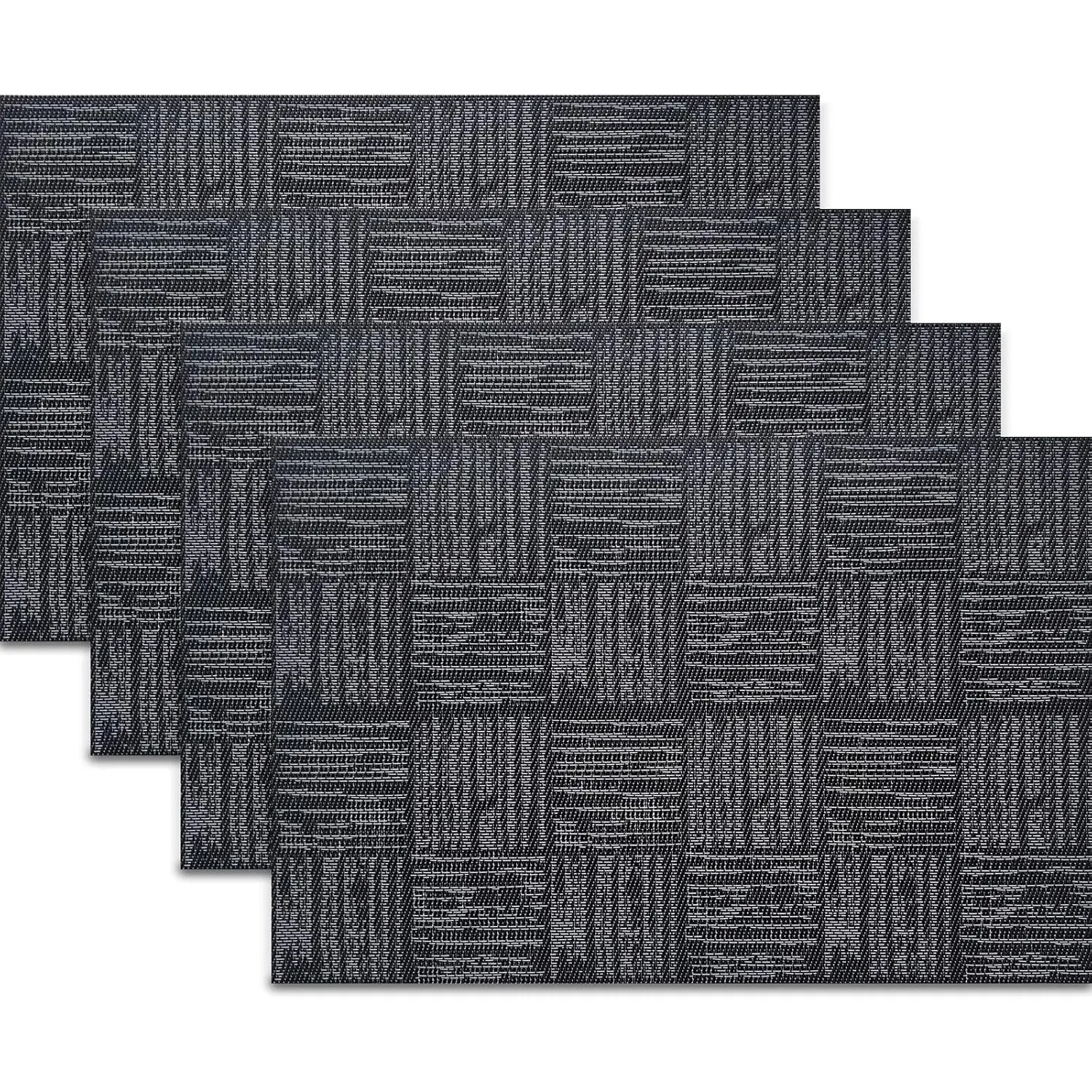 4pcs Hot Sale Pvc Woven Kitchen Decorative Placemat Non-slip Table Mat Plate Mat for Home Dining Room Table Placemats