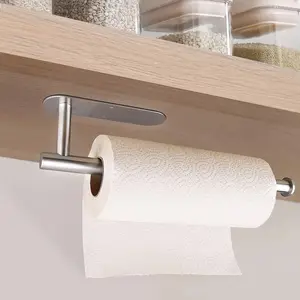 1 Piece Modern Minimalist Paper Towel Holder Stainless Steel Wall-Mounted Rack, Bathroom Organizer, Bathroom Accessories, Self-Adhesive/Drill Option, Moisture-Proof, Wear-Resistant, Smooth Dispensing for Kitchen, Bathroom, Dorm