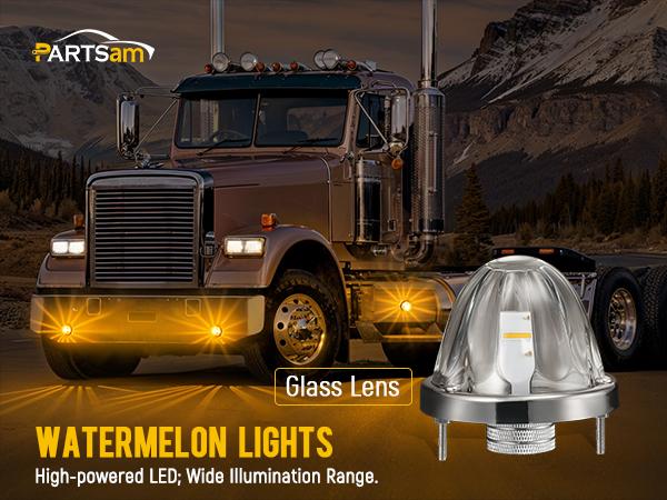 Partsam Glass Watermelon Lights Super Bright LED Side Marker Lights IP65 Waterproof for Trucks & Utility Vehicles 6x4x4inch