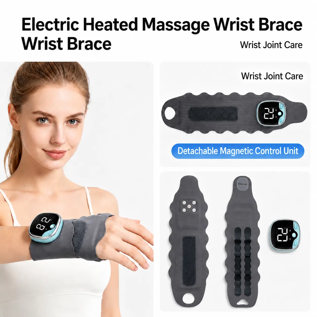 Hand Massager with Heat Therapy for Carpal Tunnel Arthritis, Rechargeable Cordless Wrist Wrap Massager, Gift for Parents Women Men Office Workers, Portable Muscle Massagers, Wireless