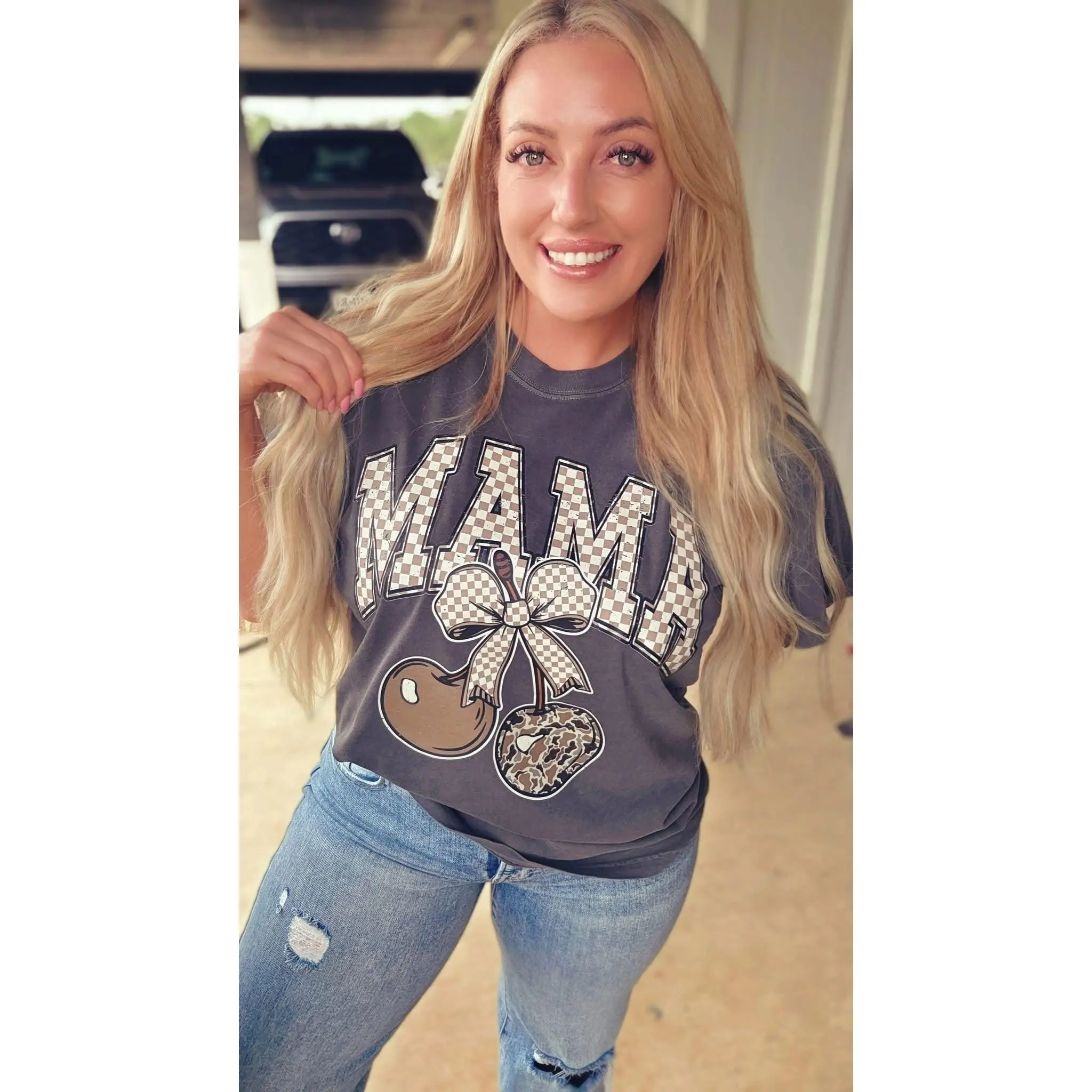 Camo Mama Cherries Comfort Colors Tee