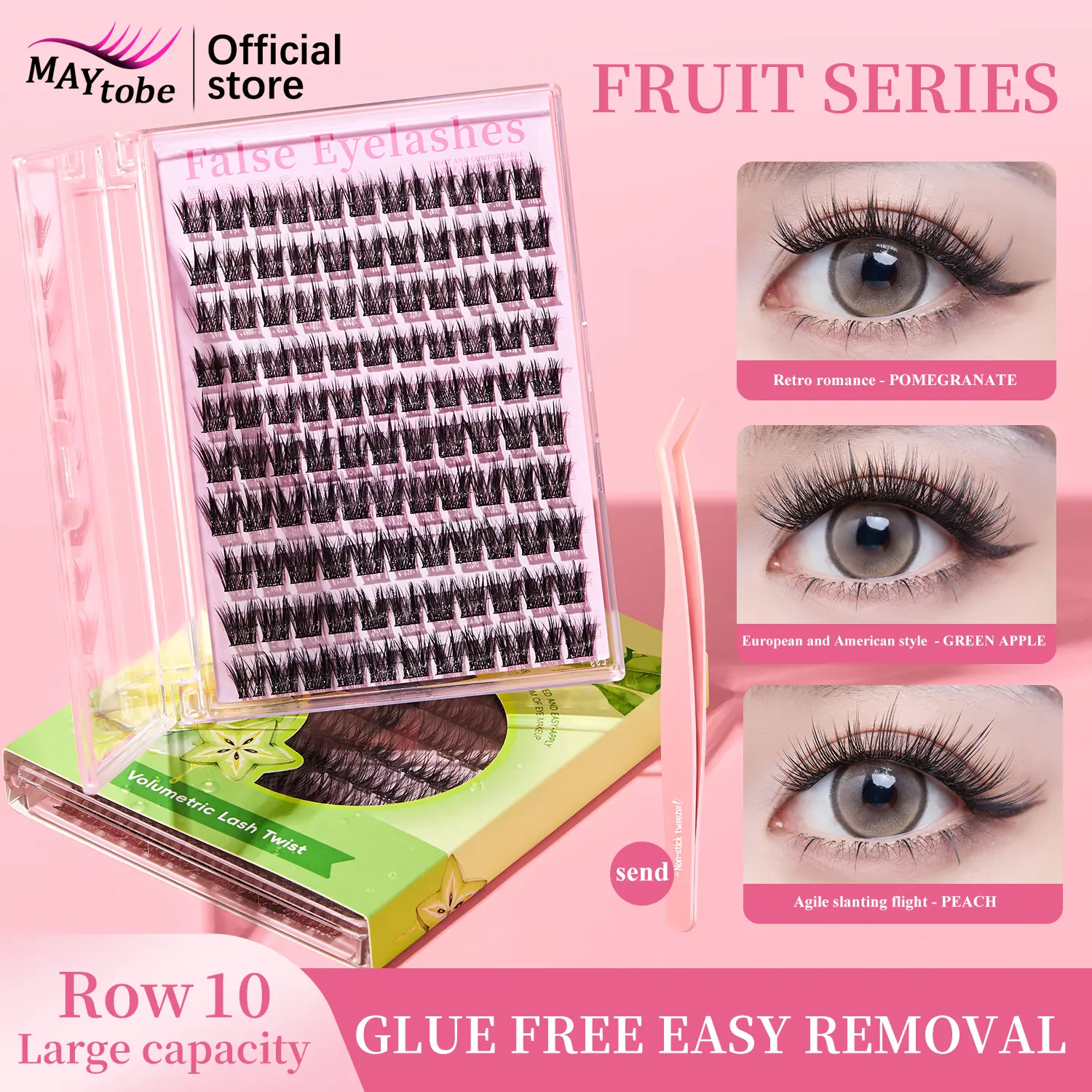 MAYTOBE Self-Adhesive Lash Cluster Kit, 120 Pcs Reusable Wispy 3D C-Curl Lashes, Eyelash Extensions for Easy Daily Makeup, 14-16mm with Tweezers, Eyelashes Extensions, Individual False Eyelashes, False Eyelashes & Adhesives