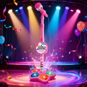 Kids' Karaoke Machine Toy Set - Colorful Stage Lights, Adjustable Design, Aux Plug-in, Confidence-Boosting Birthday Gift