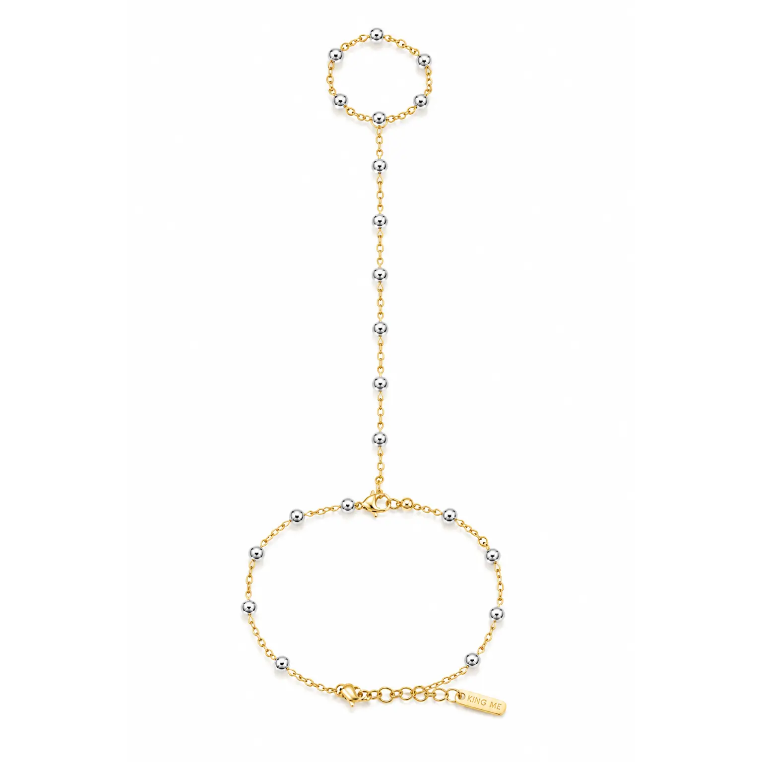 TWO-TONE BALL CHAIN RING BRACELET