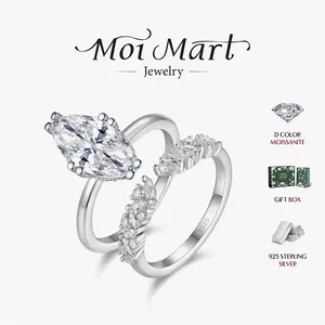 Moi Mart Luxurious 3CT Marquise Cut Synthetic Moissanite Wedding Ring, Stackable Ring in 925 Sterling Silver, Perfect Gift Anniversary Jewelry With Gift Box