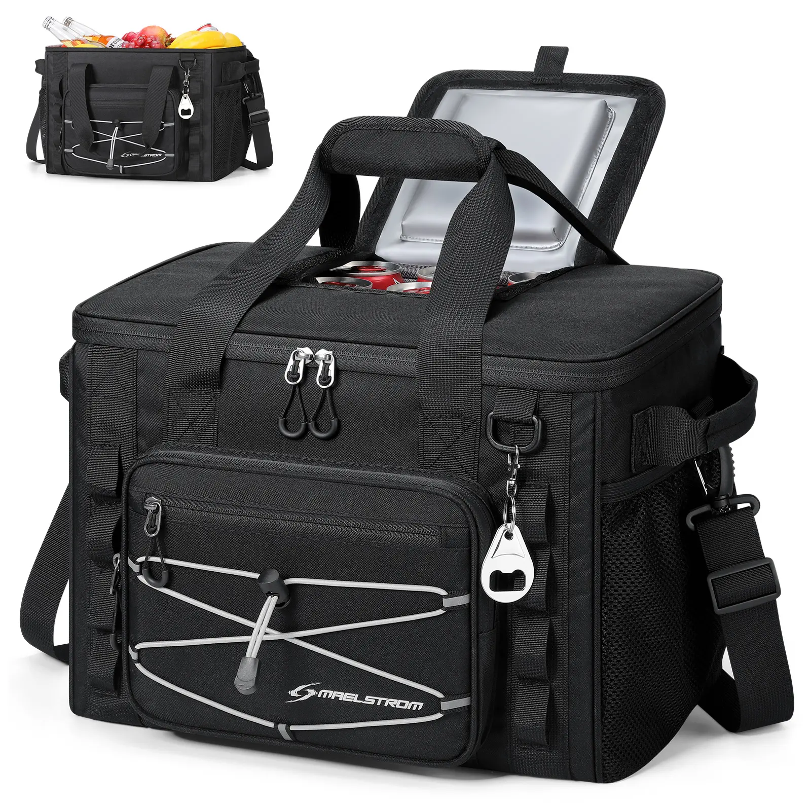 Maelstrom Reusable Soft-Sided Insulated Cooler Bag - 30/40 Can High-Capacity Foldable Leakproof Ice Chest, Camping Supplies Storage for Camping, Beach, 30 Can, Large