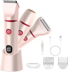 Bikini Trimmer for Women, Electric Razor for Pubic Hair 3-in-1, Bikini Shaver for Legs Body Hair, Womens Electric Razor IPX6 Waterproof, Gifts for Women