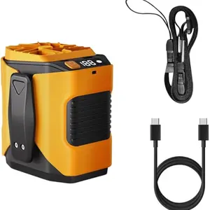 Personal Waist Portable Rechargeable Fan, 6000mAh Battery Power bank, 10 Speeds 10000RPM Strong Airflow, LED Light, up to 9 H of Working Time, Hands-Free Hanging Neck Fan, Wearable Belt Fan for Camping, Outdoor, Jobsite, Farms, Fishing, Travel
