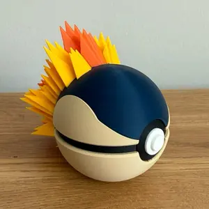 #0155 Cyndaquil Ball - Made to Order, High-Quality PLA, 3D Printed Pokeball Figure