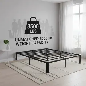 XUKIL Heavy-Duty Metal Bed Frame - 14in Twin, Full, Queen, King Sizes, Under-Frame Storage Space, Sturdy Steel Slat Support Slatted Bed Base Modern Upholstered Bed