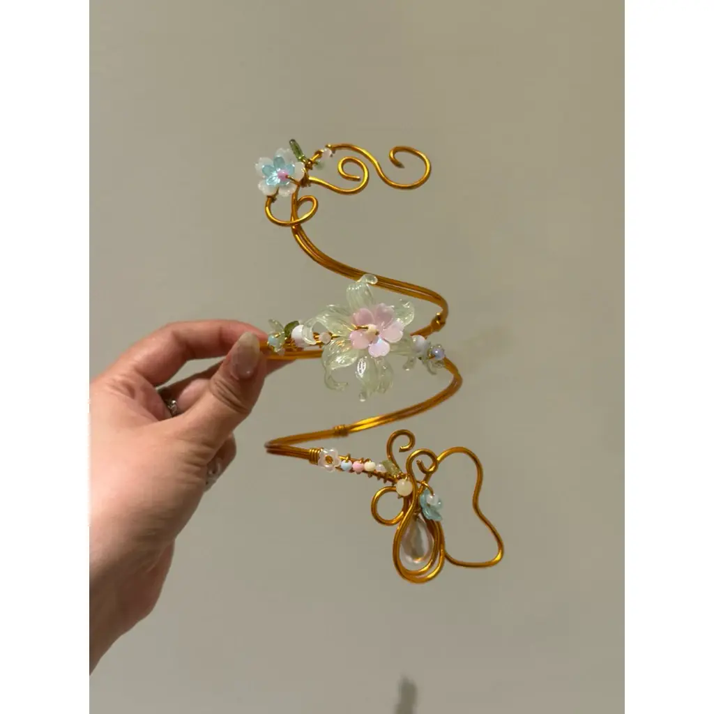 [NEW] Beaded Arm Cuff Bracelet – Handmade Boho Jewelry for Upper Arm, Flower, Butterfly Aesthetic 5