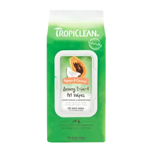 TropiClean Papaya & Coconut Luxury 2-In-1 Pet Wipes