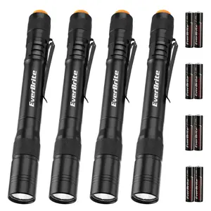 #JumpstartSale EverBrite Pen Light, 100LM Pocket Flashlights, Aluminum LED Pen Flashlights with Clip, 8 AAA Batteries Included, Pocket Flashlight for Camping, Emergency, Mechanic, Christmas Gift, 4-Pack
