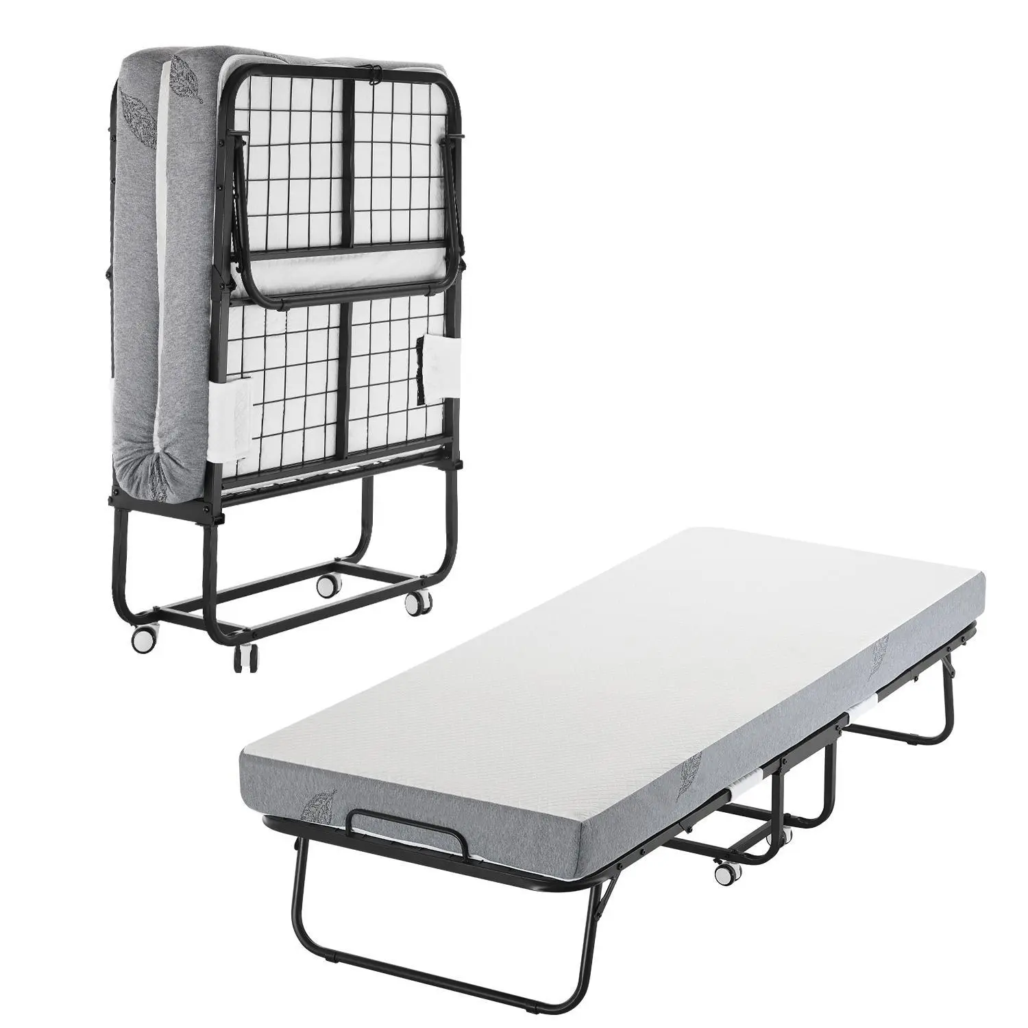 【SummerFinds】VEVOR Rollaway Bed,  , 31 in x 75 in Folding Bed with 5 in Mattress, Twin Size Foldable Bed with Sturdy Metal Frame & Memory Foam Mattress, Portable Twin Roll Away Bed with Mattress, for Adults, Guest