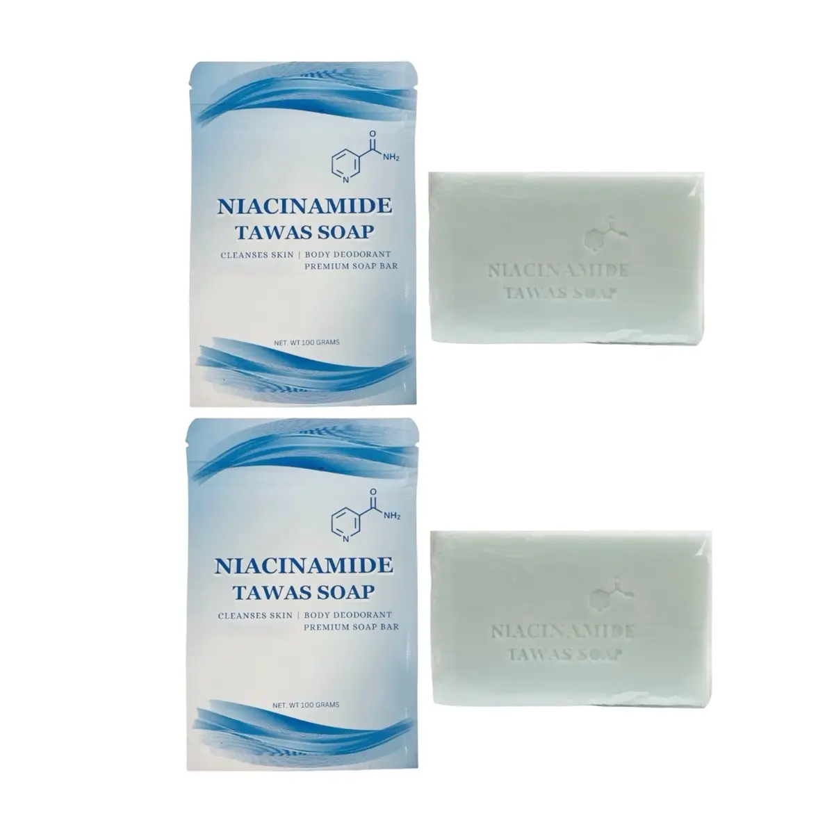 2 Bars Niacinamide Tawas Soap - 100g Face and Body Cleansing and Deodorant