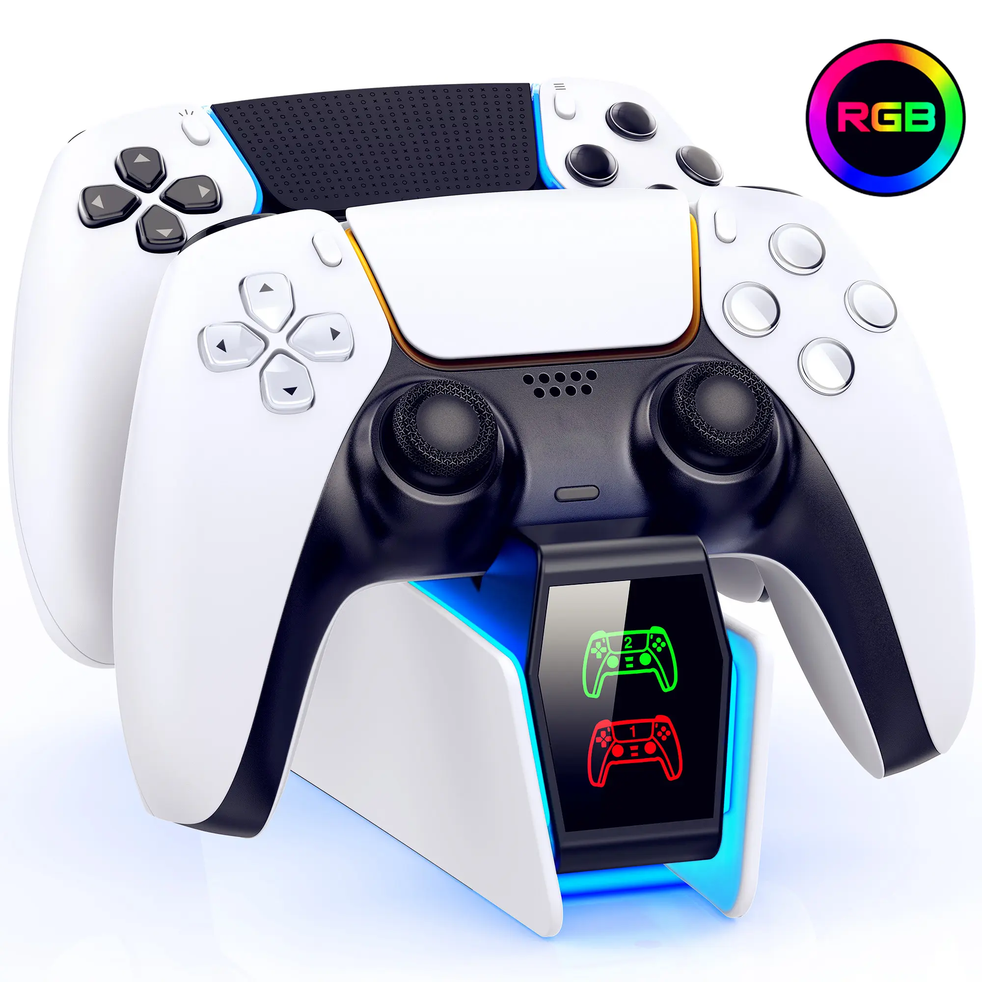 PS5 Controller Charger Station for Playstation 5 Controller with LED Light，PS5 Controller Docking Station Replacement for DualSense Edge Charging