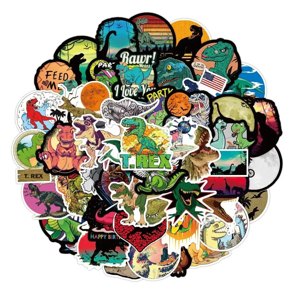 50 Pcs Vinyl Sticker of Dinosaurs Waterproof Stickers Bomb for Wall, Computer, Laptop, Skateboard, Water Bottle, Mug, Kids Scrapbook Gift for Birthday, Christmas, Thanksgiving (Dinosaur)