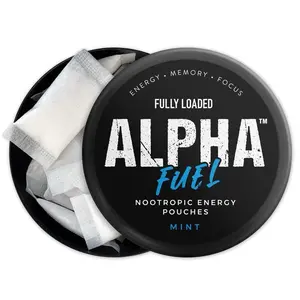 ALPHA Fuel Nootropic Mint Energy Pouches by Fully Loaded - Energy, Focus, Memory - Sugar Free Sport Beverage