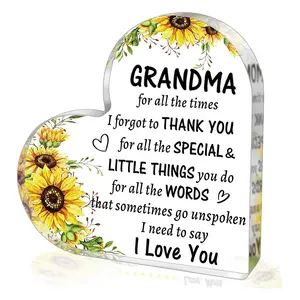 Acrylic Heart Sign Gift for Grandmother, Birthday Present From Grandchildren, Christmas Valentine's Day Gift, Gift for Grandma, Decorative Plaque, Home Decor Products