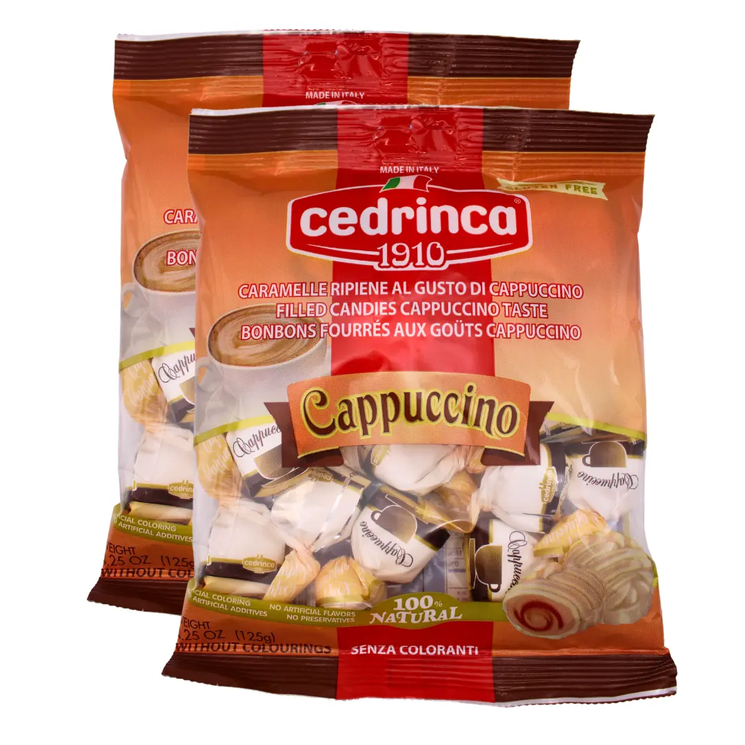 Cedrinca Cappuccino - Italian Hard Candy - Pack of 2 - 125 grams - Italian Coffee