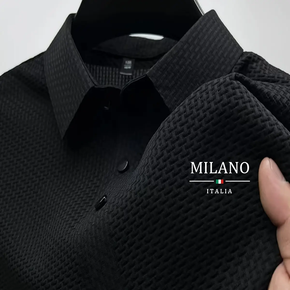 Men's Custom-Fit Solid Color Luxury Formal Polo Shirt - Breathable Lightweight Polyester Menswear, Well-Fitting Collar, Elegant Modern Casual Fashion Top for Business, Casual Everyday Wear