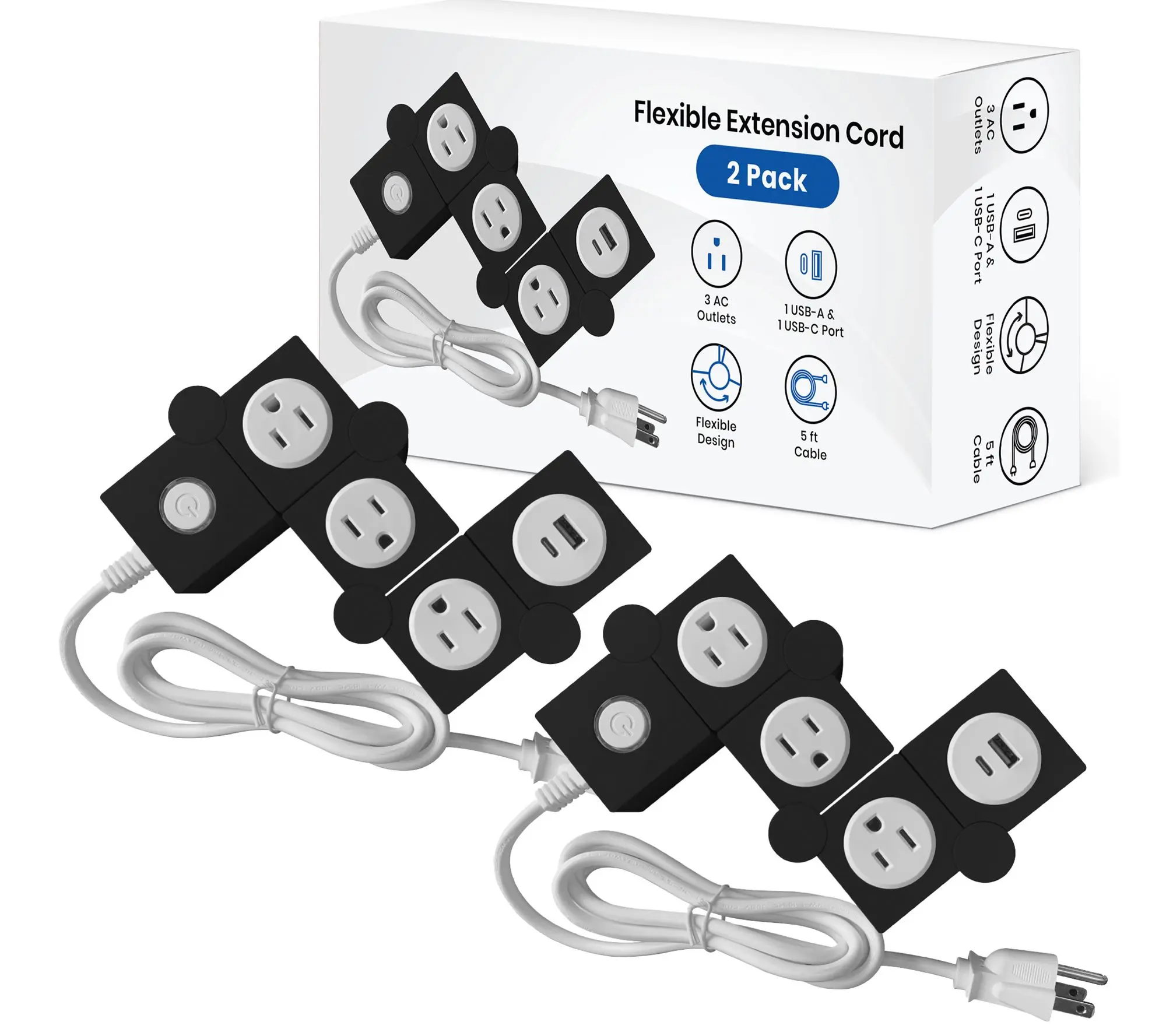 Uncaged Ergonomics Flexible Extension Cord