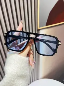 Men's Pilot Large Frame Sunglasses, Casual All-Over Print, Decorative Lens, PC Material, Unisex Daily Wear, Work & Fashion Accessory