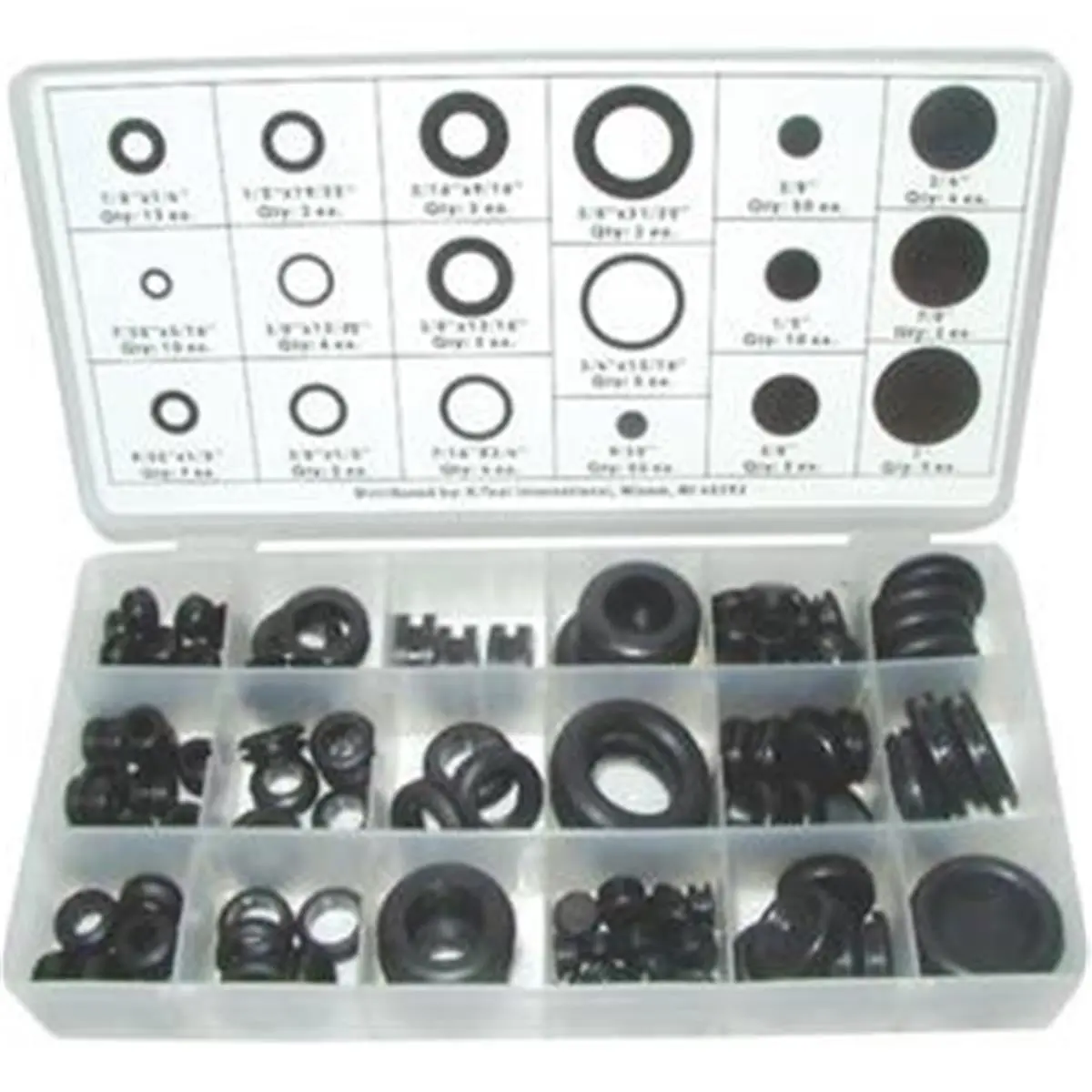 125 Piece Grommet Assortment, 125 pieces, 1/8" to 1" Sizes, Includes 18 Popular Products, 8.2 x 4.3 x 1.2 Dimensions, Hardware Fastener for Various Repair & Installation Tasks