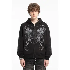 Double Cross Rhinestone Hoodie