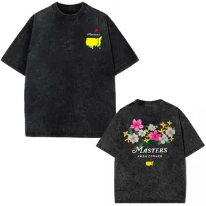 Masters Amen Corner Golf vitage washed Shirt, Soft Vintage Cotton T-Shirt, Breathable Classic Collar, Casual Menswear, Trendy Sportswear Gift