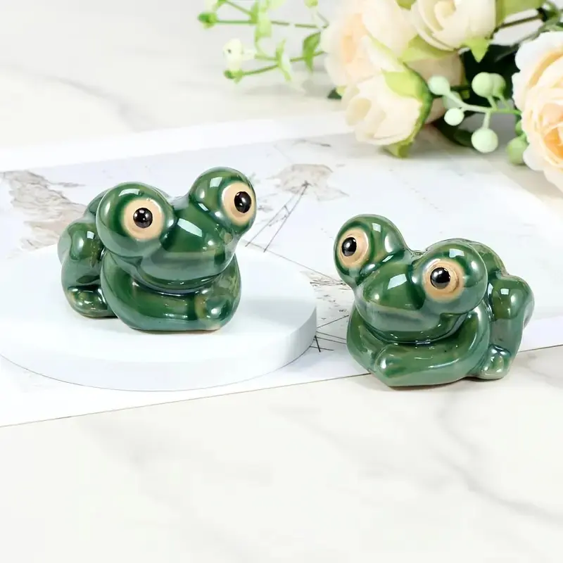 Ceramic Toilet Bolt Covers, Cute Funny Frog Design, Easy Installation, Bathroom Decoration, Set of 2, Ideal for Home Decor, Bathroom Decoration Accessories, Bathroom Accessory