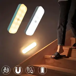 2-Pack Motion Sensor Night Light, USB Rechargeable LED Lamp, Wall Mounted, No Wiring Needed, Ideal for Stairs, Bedroom, Hallway, Closet