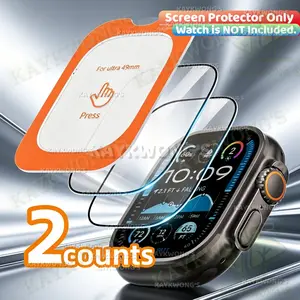 KAYKWONG'S 2-Pack Watch Screen Protector Film with Installation Tool, HD Clear with Tempered Glass Protection, Compatible with iWatch Ultra 1/2 Series 49mm, Durable & Scratch-Resistant Design, Easy Installation