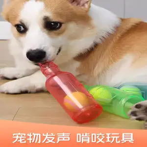 Dog Chew Toy Squeaky Rubber Beer Bottle, Interactive Puzzle Toy for Boredom Relief, Durable Teething Toy for Small & Large Dogs, Physical Energy Release