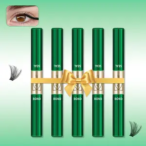 Lashsun 5 PCS Eyelash Bond&Seal Waterproof Eyelash Extension Eyelash Cluster Glue Eyelash Fixer, 10ml 2-IN-1 Eyelash Cluster Glue DIY Eyelash Extension At Home Makeup Eyelash Cluster Kit