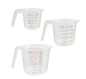 3-Piece Clear Plastic Measuring Cups Set with Tapered Spouts, Nesting Design