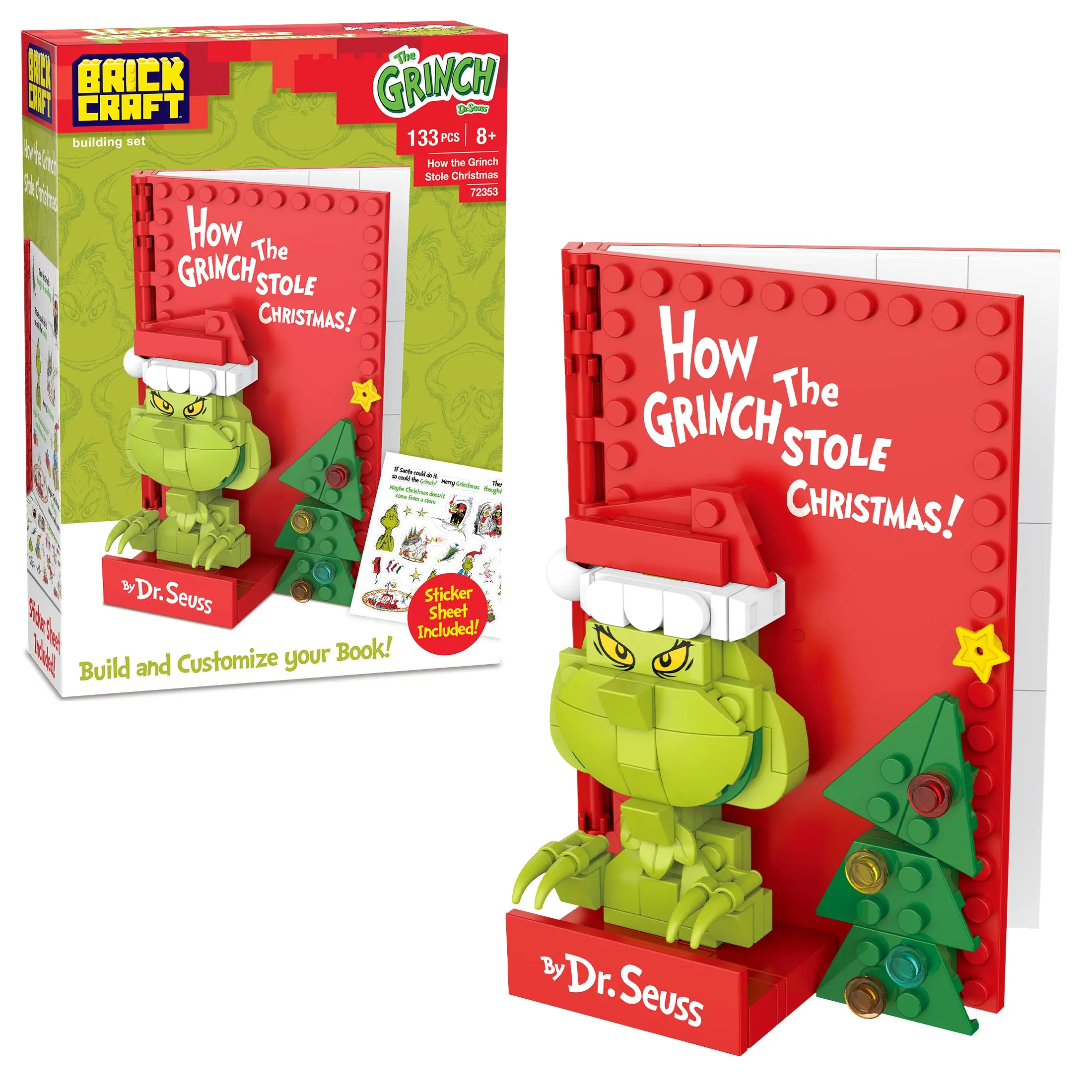 Brickcraft Dr. Seuss How the Grinch Stole Christmas Book Building Set, 133-Piece Collectible Model with Stickers for Fans & Collectors 8+