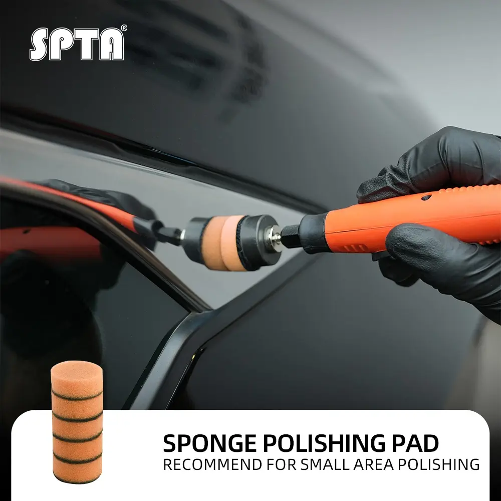 SPTA 5Pack 25MM Orange Heavy Cut Polishing Pad for Car Buffer Polisher Compound Polishing Sponge Pads, Compounding, Polishing,Remove 1200#/1500# Sanding Marks For Car  Detailing, Tight Areas and Small Spaces